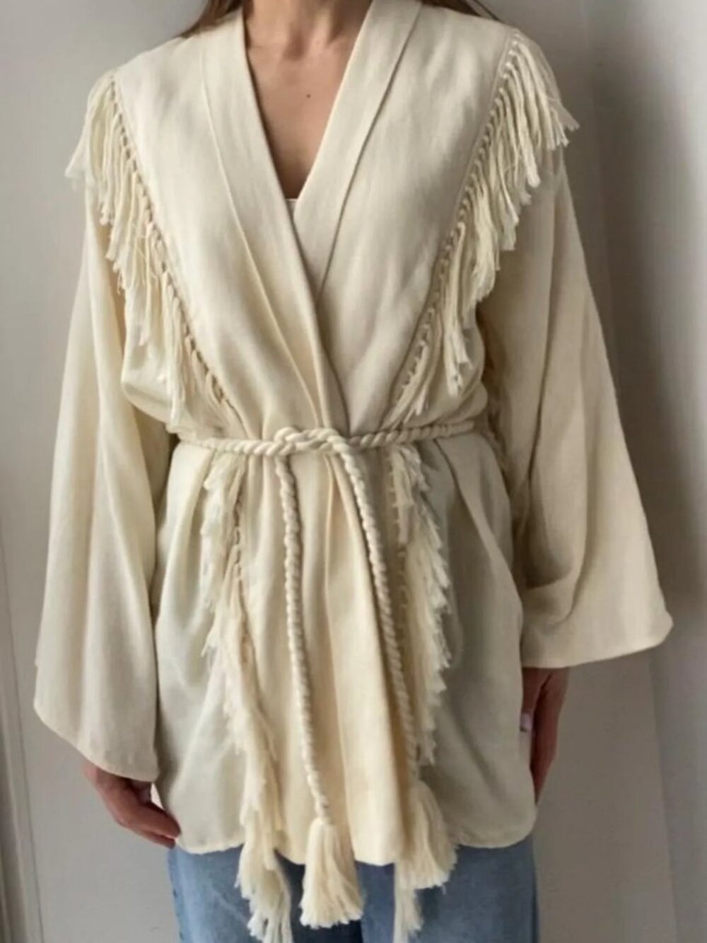 Escvdo Holt Renfrew-Cream Fringe Cardigan- Size 2